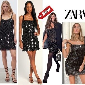ZARA BLOGGER FAVORITE SEQUIN MINI DRESS BLACK S NWT Vegas new years Xmas party